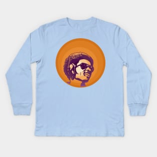 Stevie Wonder (Orange/Purple) Kids Long Sleeve T-Shirt